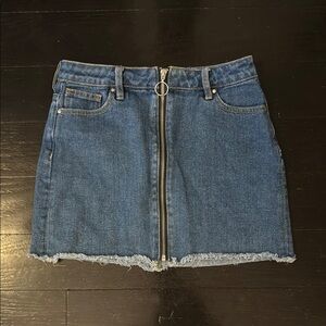 Denim Zipper Front Skirt